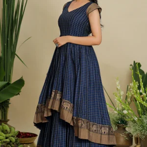 Indo Western Handloom Long Dress – Fusion Fashion with a Traditional Soul