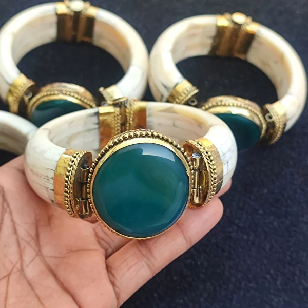 Green Agate Bone Bangle